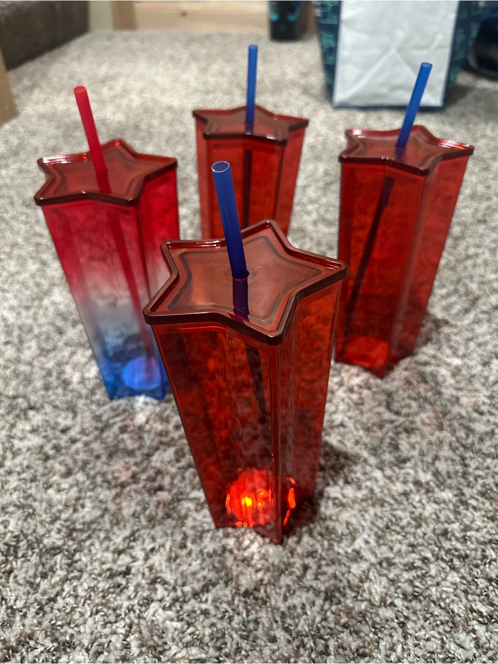 Red Star-Shaped Acrylic Tumbler with Straw - Home Accents